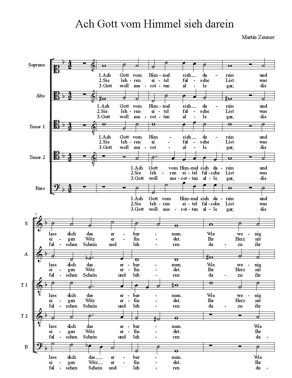 Ach Gott vom Himmel sieh darein - Choir Script PDF Thumbnail