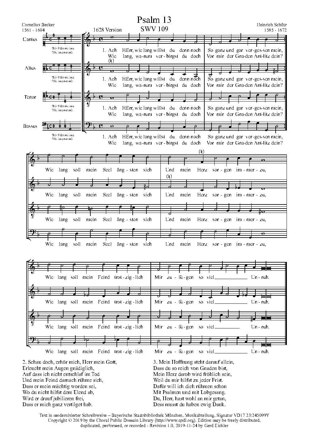 Ach Herr, wie lang willst du denn noch, SWV 109 - Choir Script PDF Thumbnail