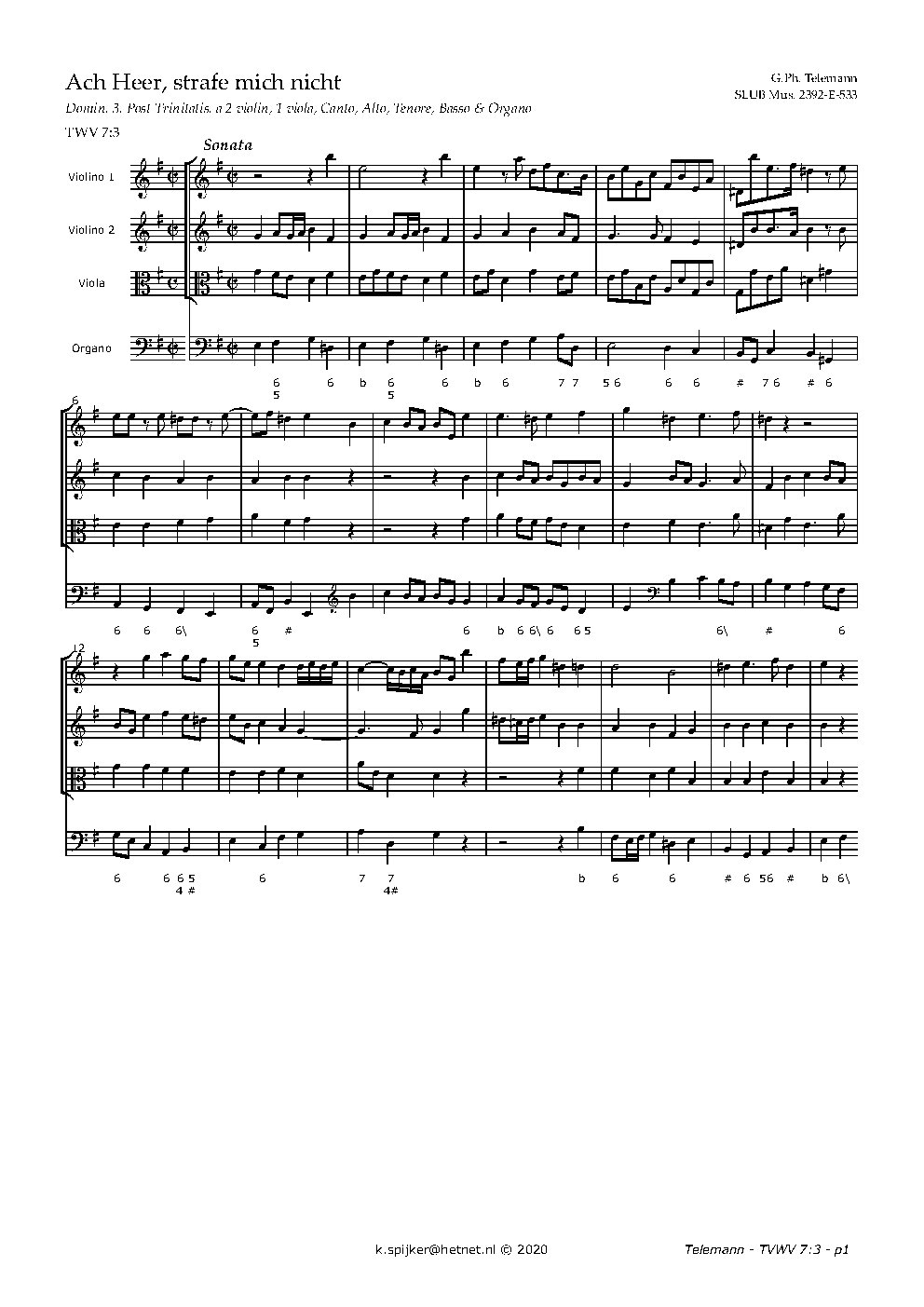 Ach Herr, strafe mich nicht, TWV 7:3 - Choir Script PDF Thumbnail