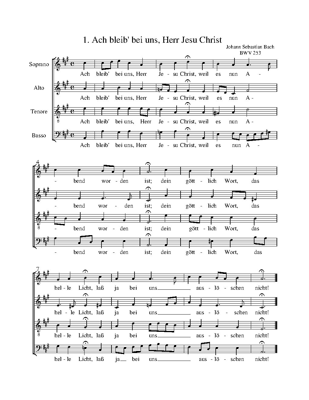 Ach bleib' bei uns, Herr Jesu Christ, BWV 253