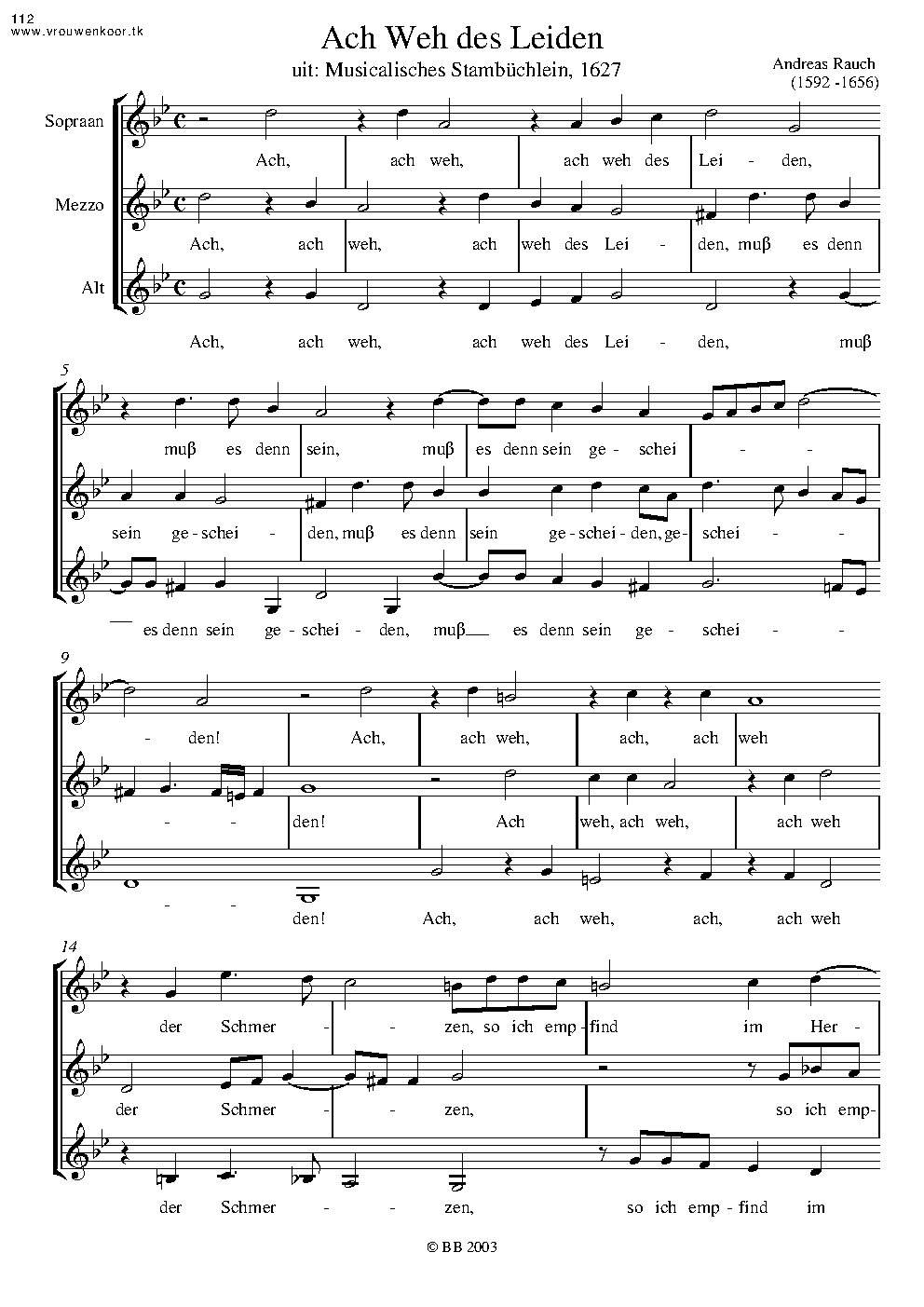 Ach Weh des Leiden - Choir Script PDF Thumbnail