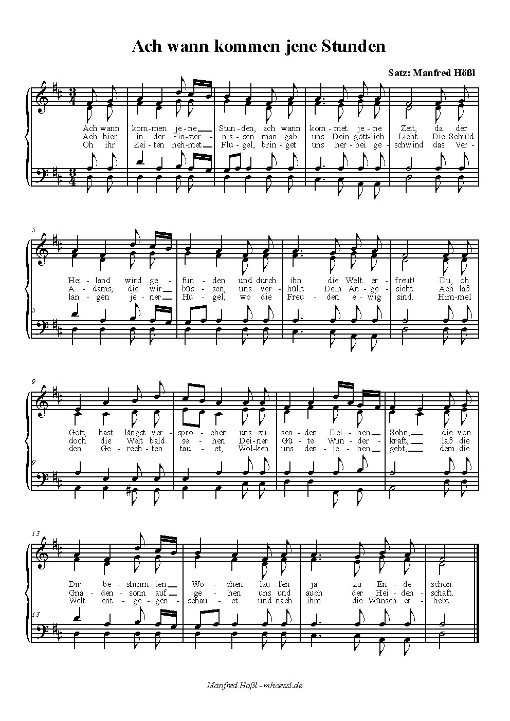 Ach wann kommen jene Stunden - Choir Script PDF Thumbnail