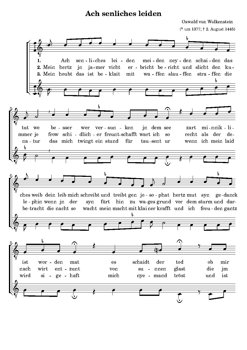 Ach senliches leiden - Choir Script PDF Thumbnail