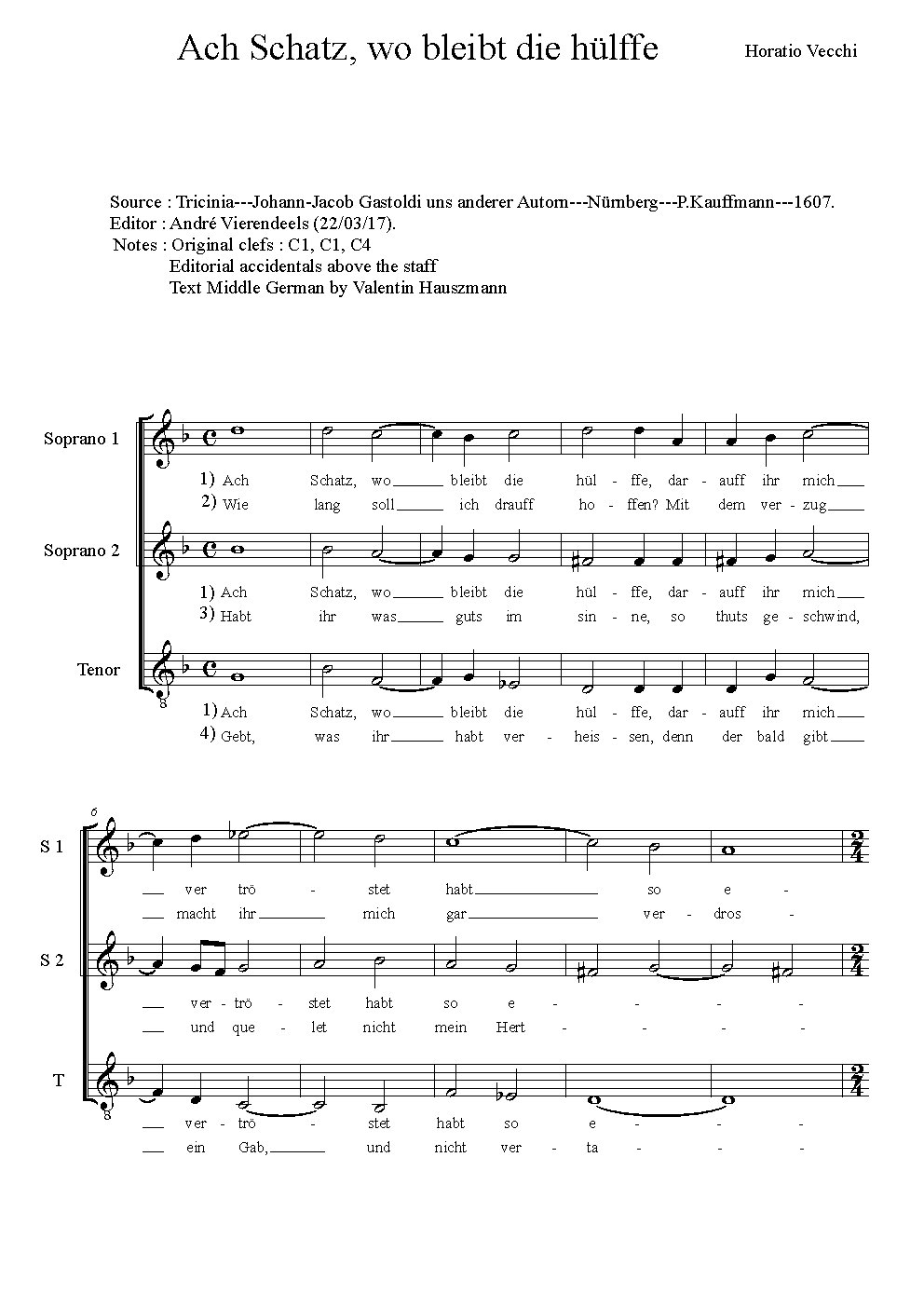Ach Schatz, wo bleibt die Hülffe - Choir Script PDF Thumbnail
