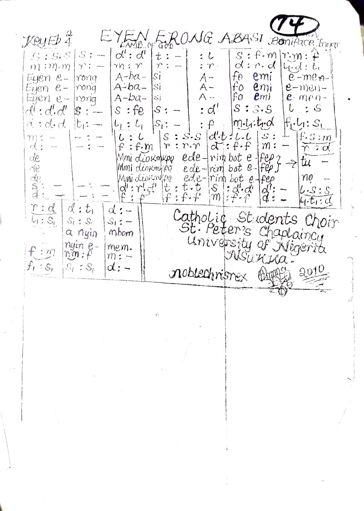 Eyeng Erong - Download Choir Script PDF