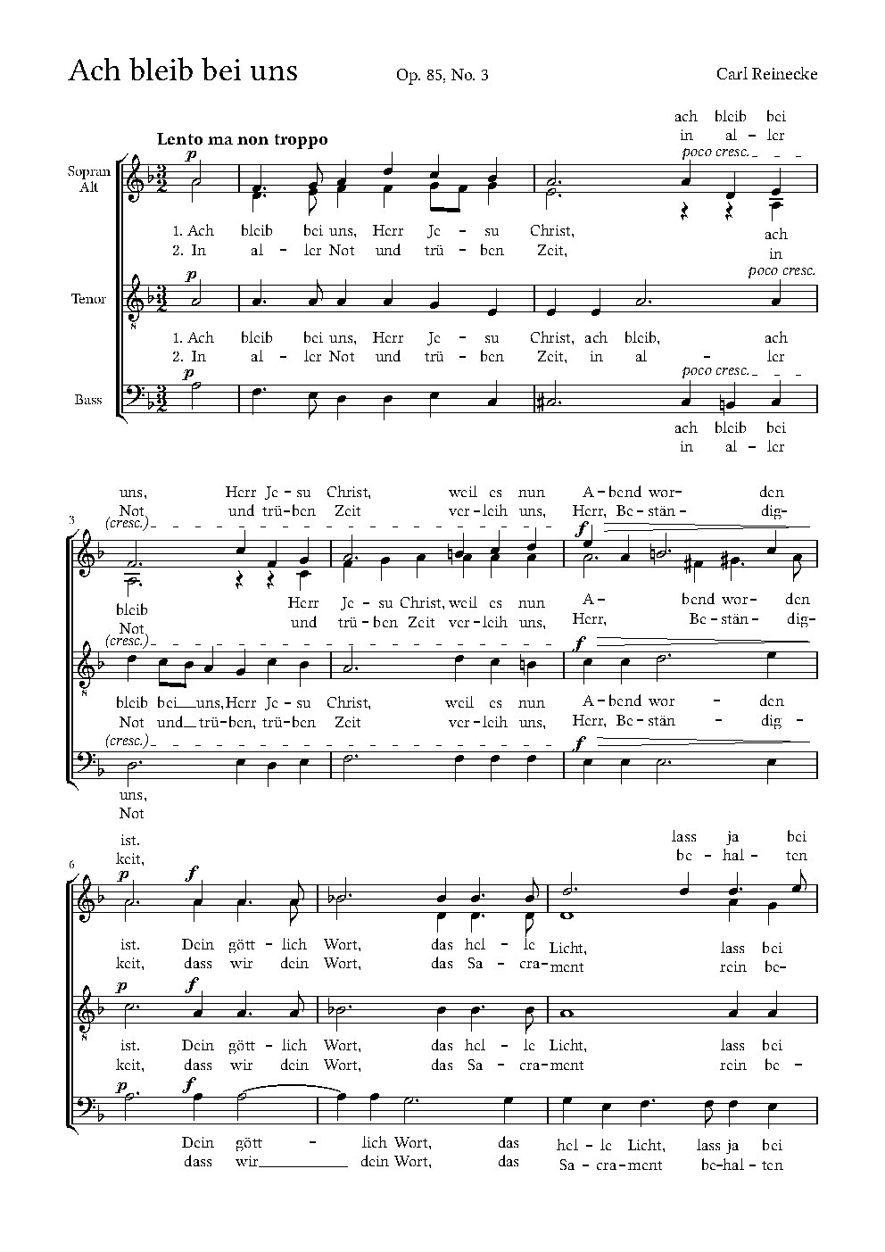 Ach bleib bei uns, Op. 85, No. 3