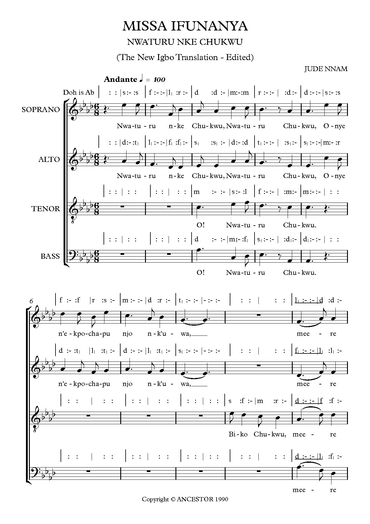 Missa Ifunanya (agnus Dei) - Download Choir Script PDF