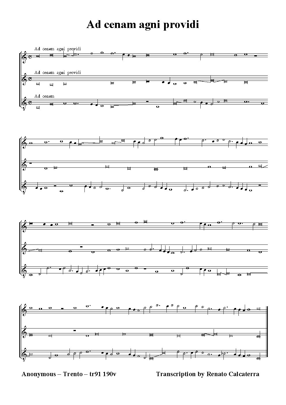 Ad cenam agni providi - Choir Script PDF Thumbnail