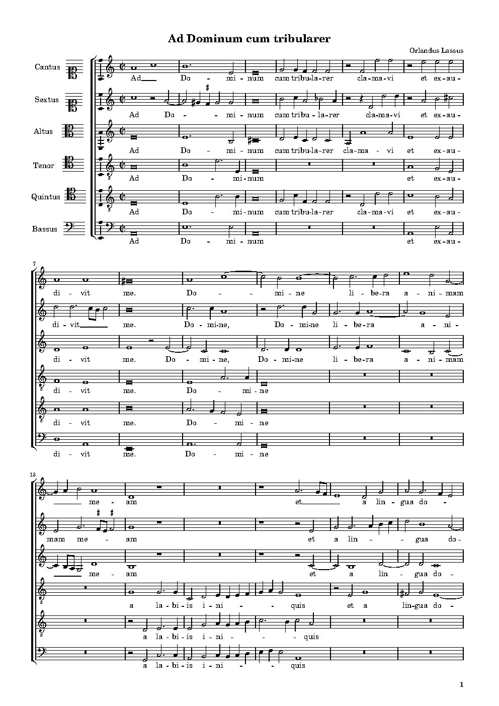 Ad Dominum cum tribularer - Choir Script PDF Thumbnail