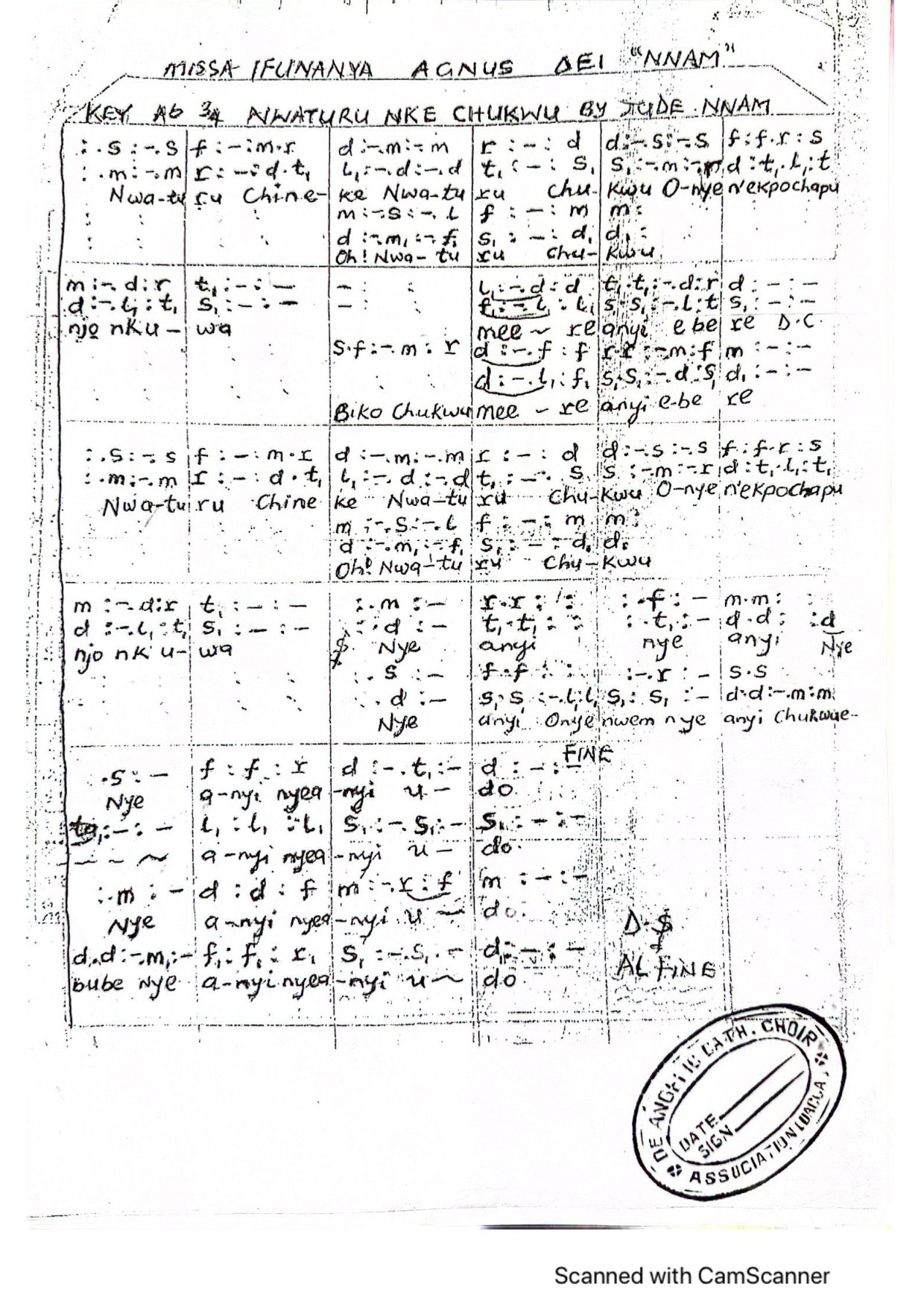 Nwaturu Nke Chukwu By Jude Nnam - Download Choir Script PDF