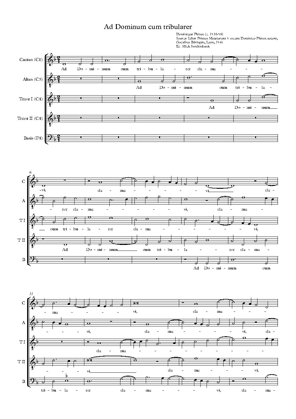 Ad Dominum cum tribularer - Choir Script PDF Thumbnail