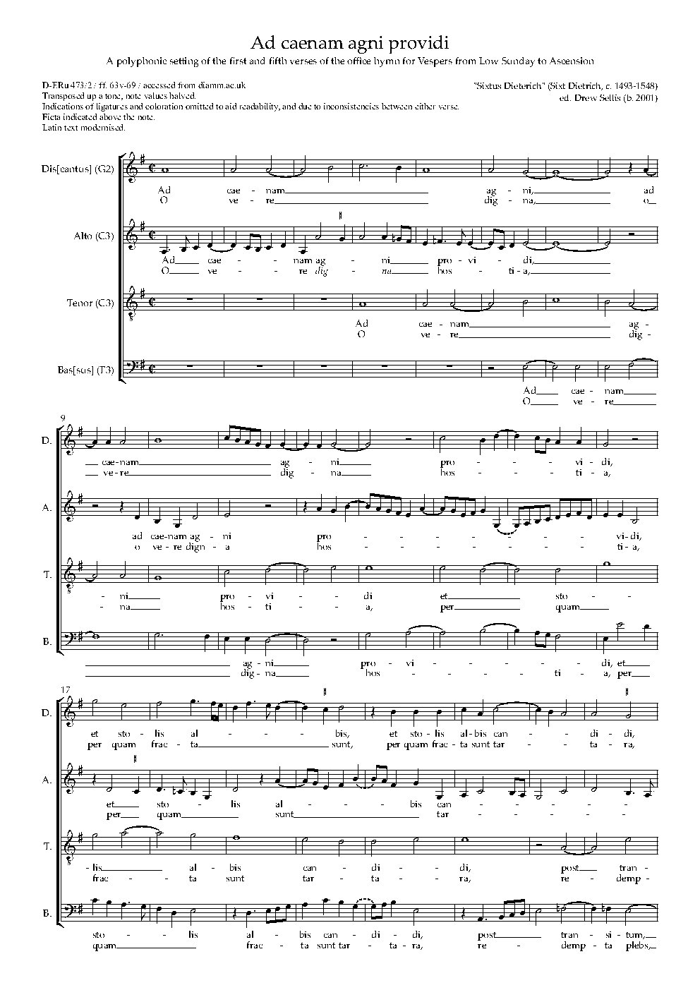 Ad caenam agni providi - Choir Script PDF Thumbnail