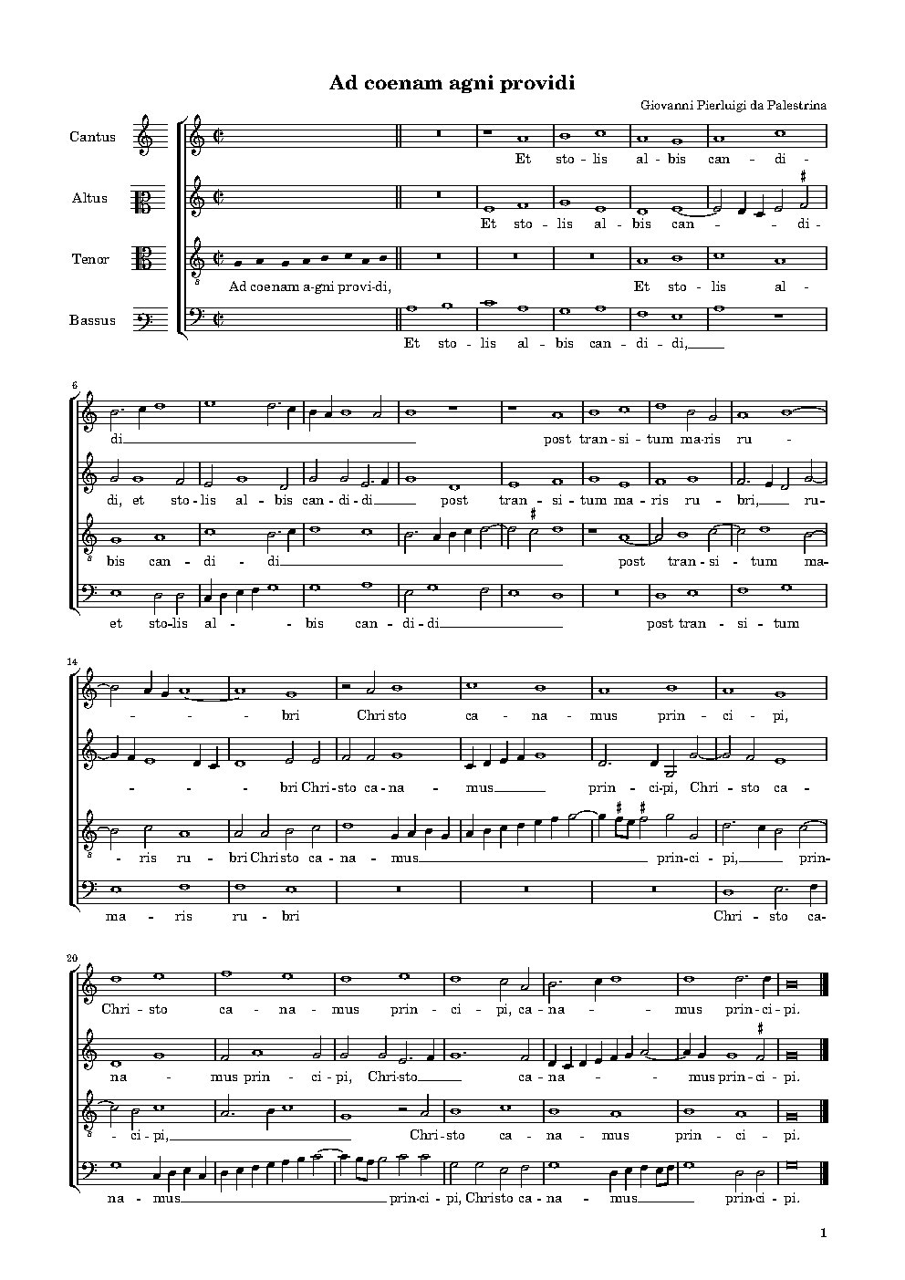 Ad coenam agni providi - Choir Script PDF Thumbnail