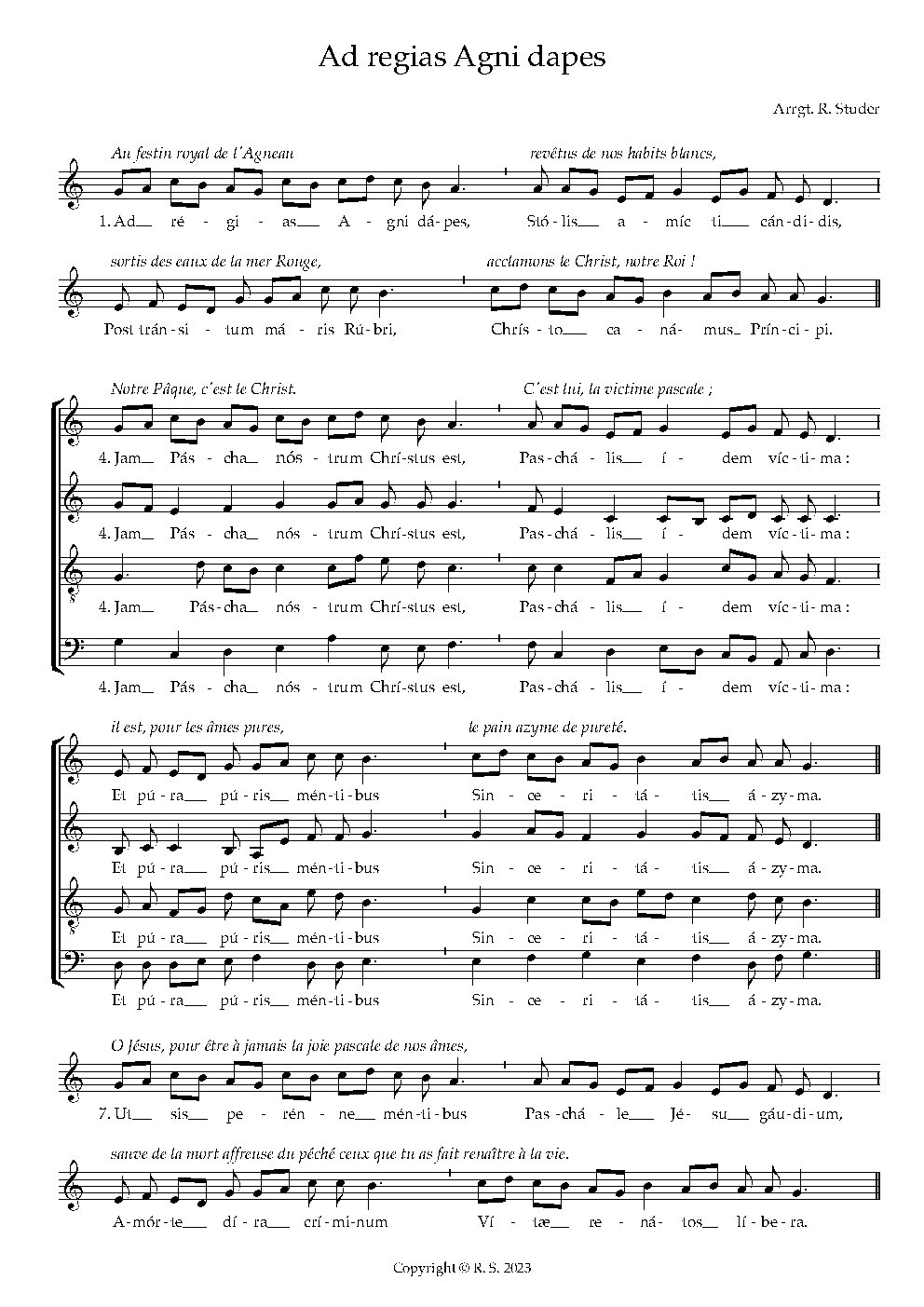 Ad regias Agni dapes - Choir Script PDF Thumbnail