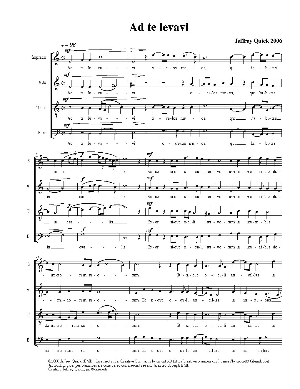 Ad te levavi oculos meos - Choir Script PDF Thumbnail