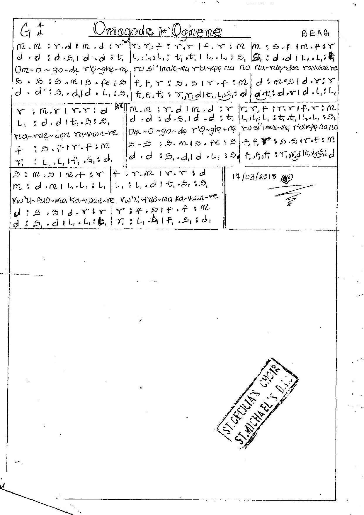 Omogode Roghene - Download Choir Script PDF