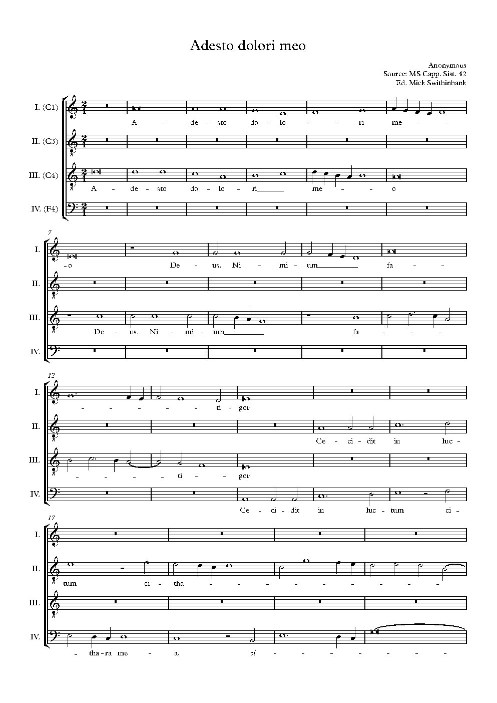 Adesto dolori meo (Capp. Sist. 42)