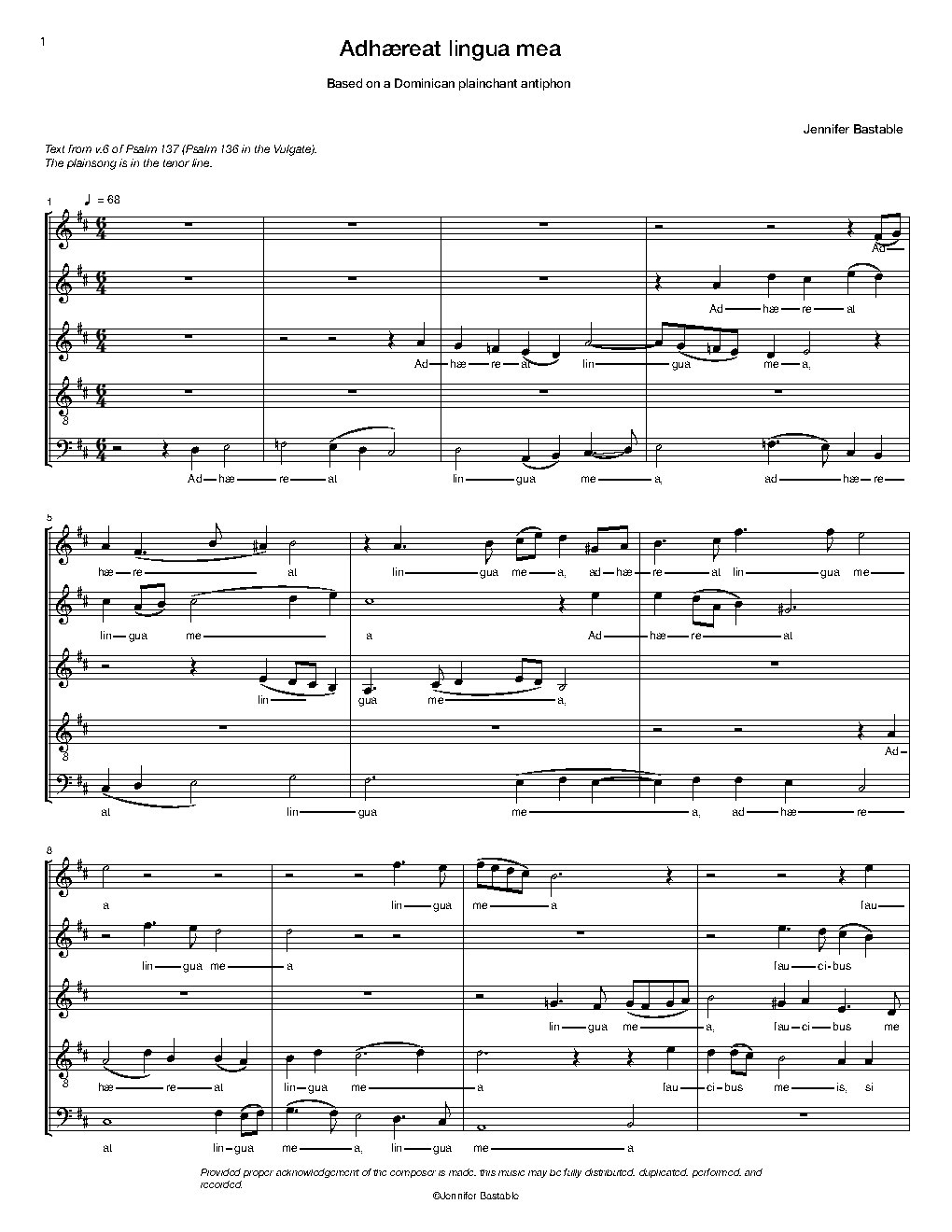 Adhaereat lingua mea - Choir Script PDF Thumbnail