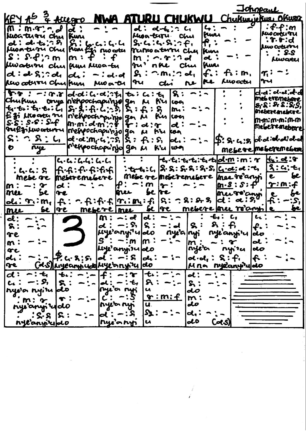 Nwa Aturu Chukwu. - Download Choir Script PDF