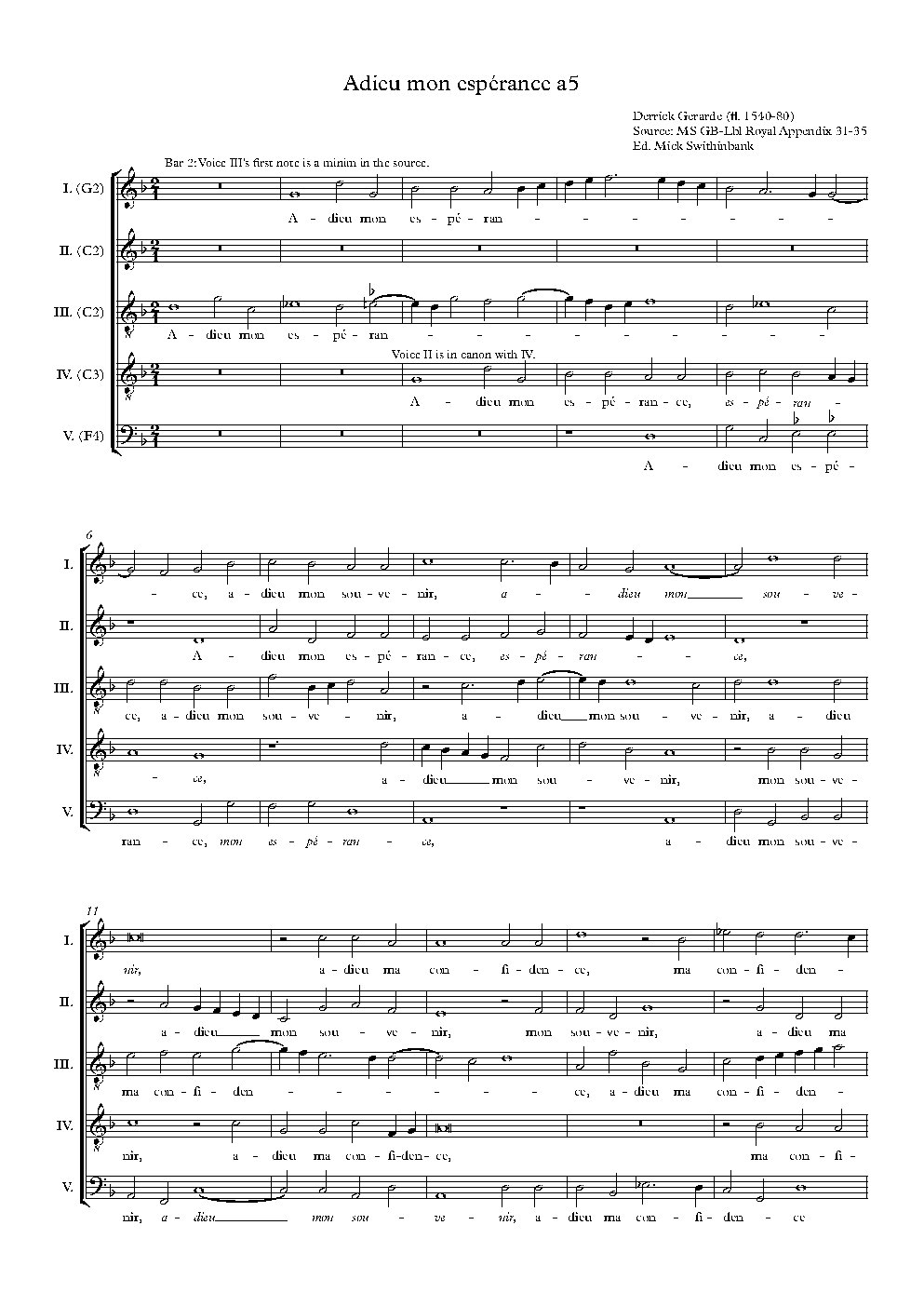 Adieu mon espérance - Choir Script PDF Thumbnail