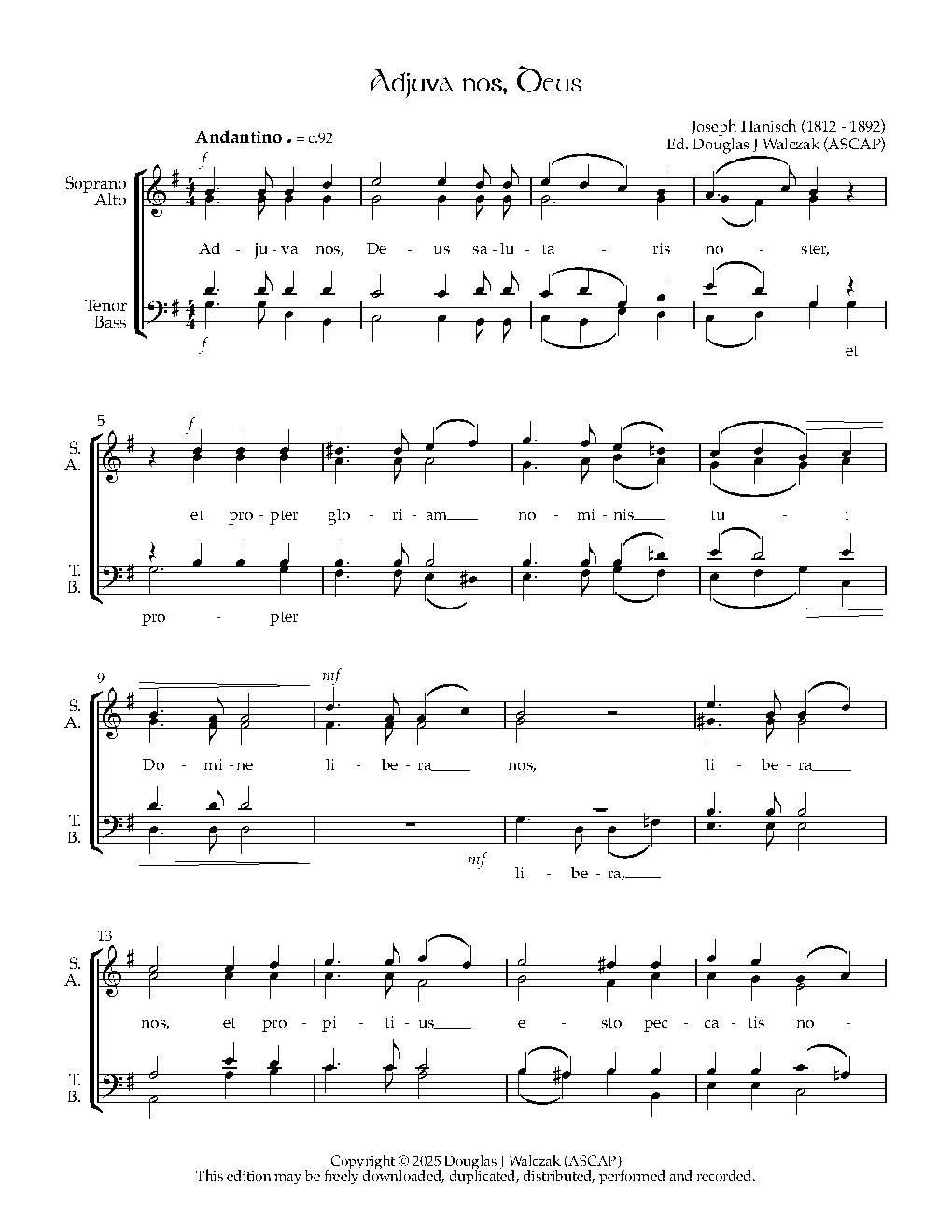 Adjuva nos, Deus in G - Choir Script PDF Thumbnail