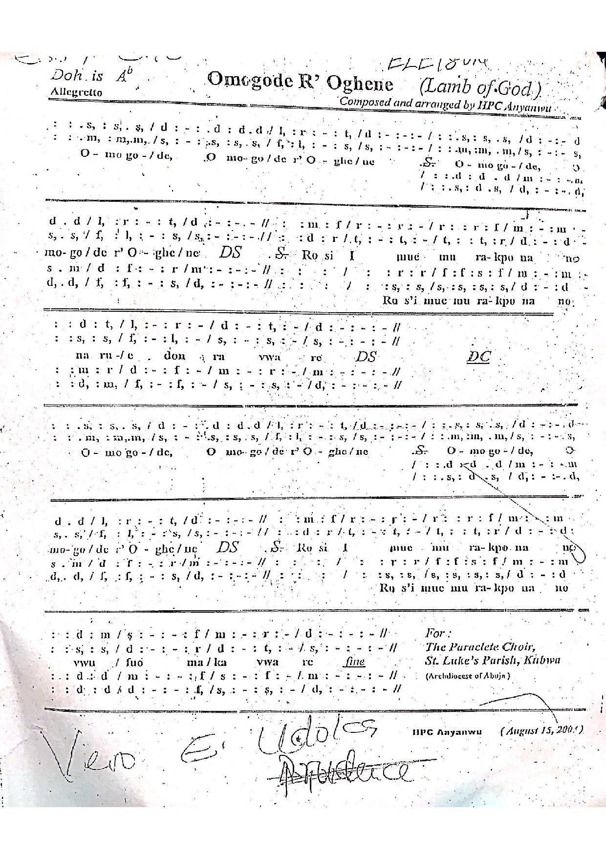 Omogode - Download Choir Script PDF