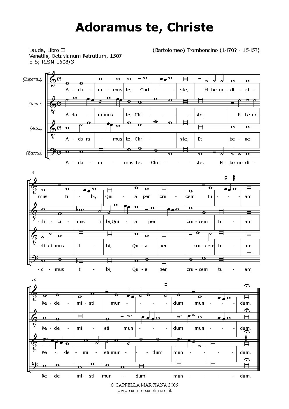 Adoramus te Christe - Choir Script PDF Thumbnail
