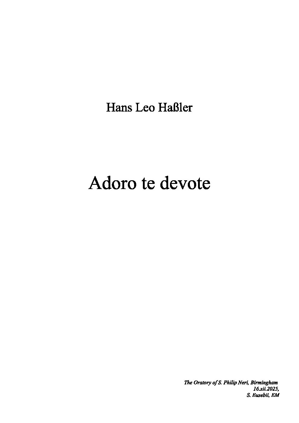 Adoro te devote (PASSION CHORALE)