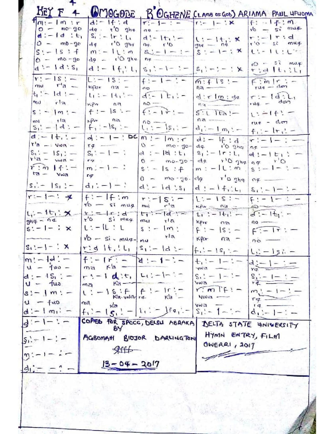 Omogode Film 2017 - Download Choir Script PDF