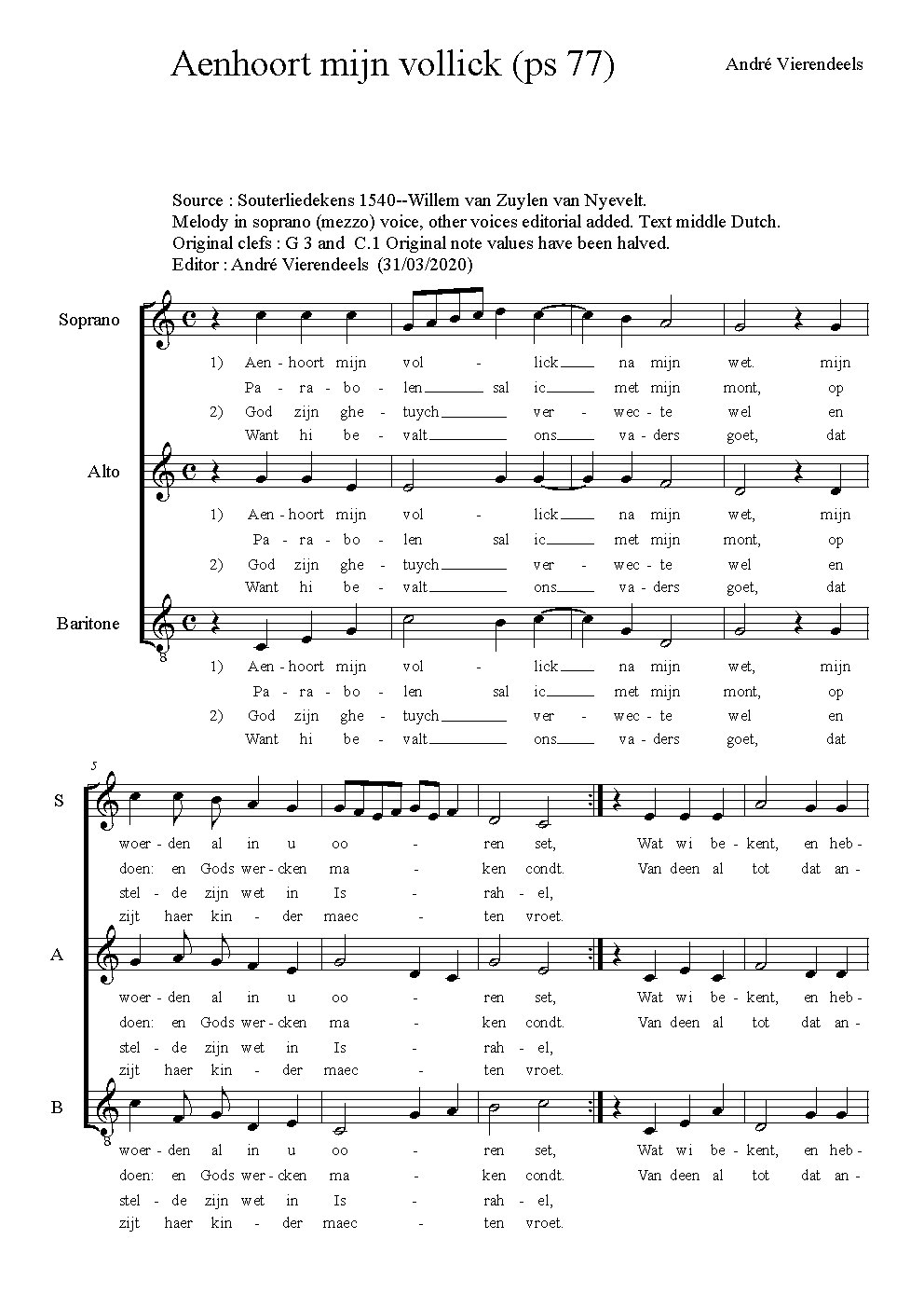 Aenhoort mijn vollick - Choir Script PDF Thumbnail