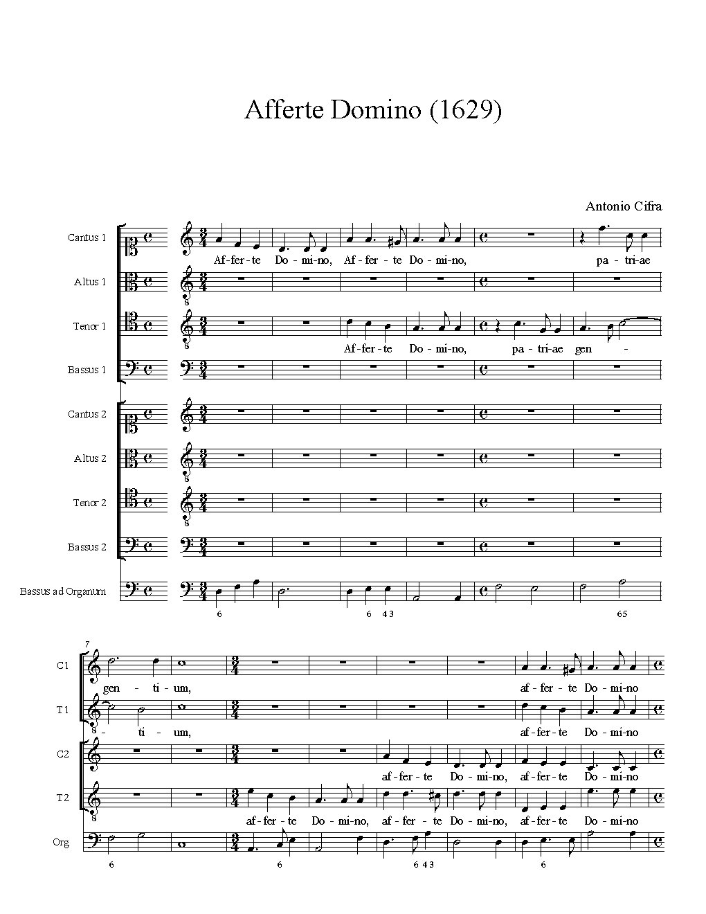 Afferte Domino (1629) - Choir Script PDF Thumbnail