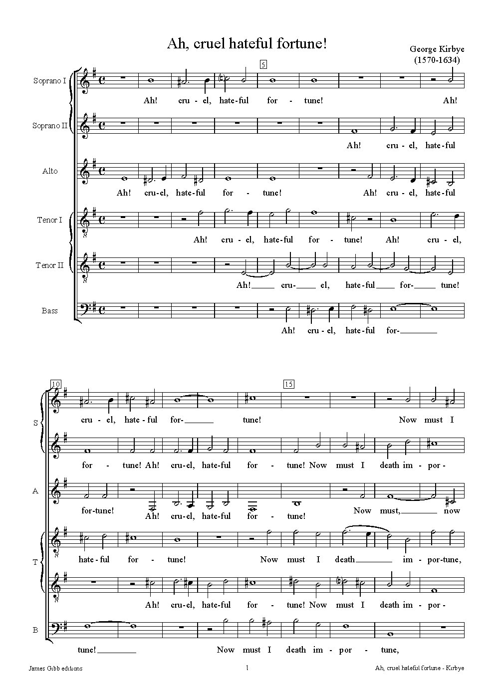 Ah, cruel hateful Fortune - Choir Script PDF Thumbnail