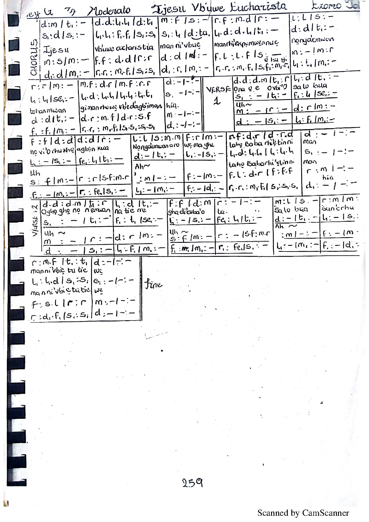 Ijesu Vbuwe Eucharistia- Ezomo - Download Choir Script PDF