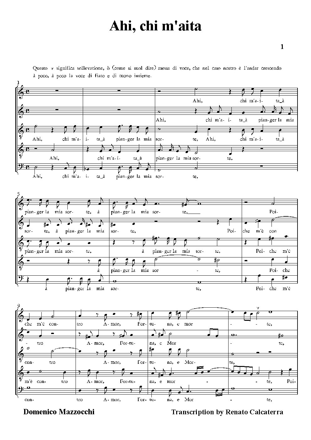 Ahi, chi m'aita - Choir Script PDF Thumbnail