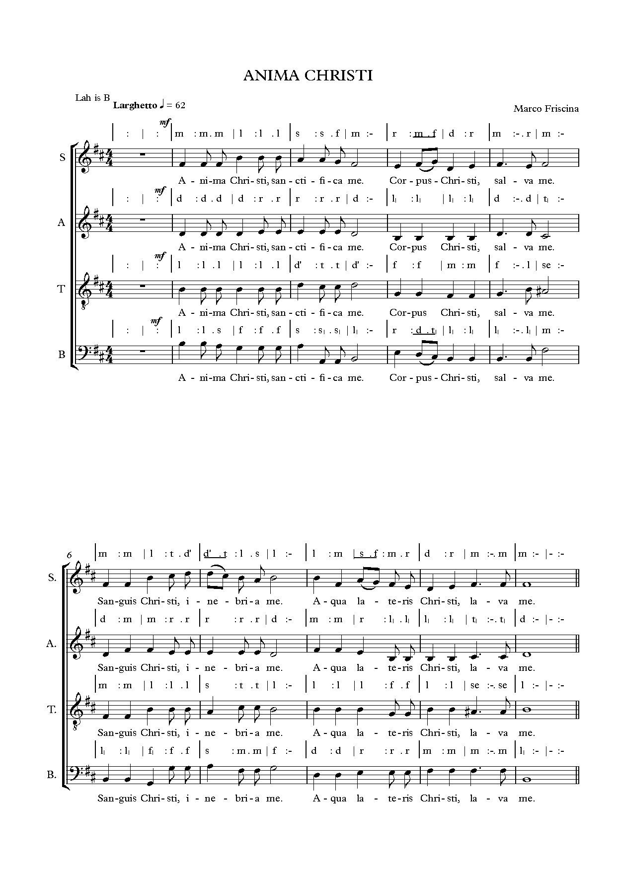 Anima Christi - Marco Frisina - Download Choir Script PDF