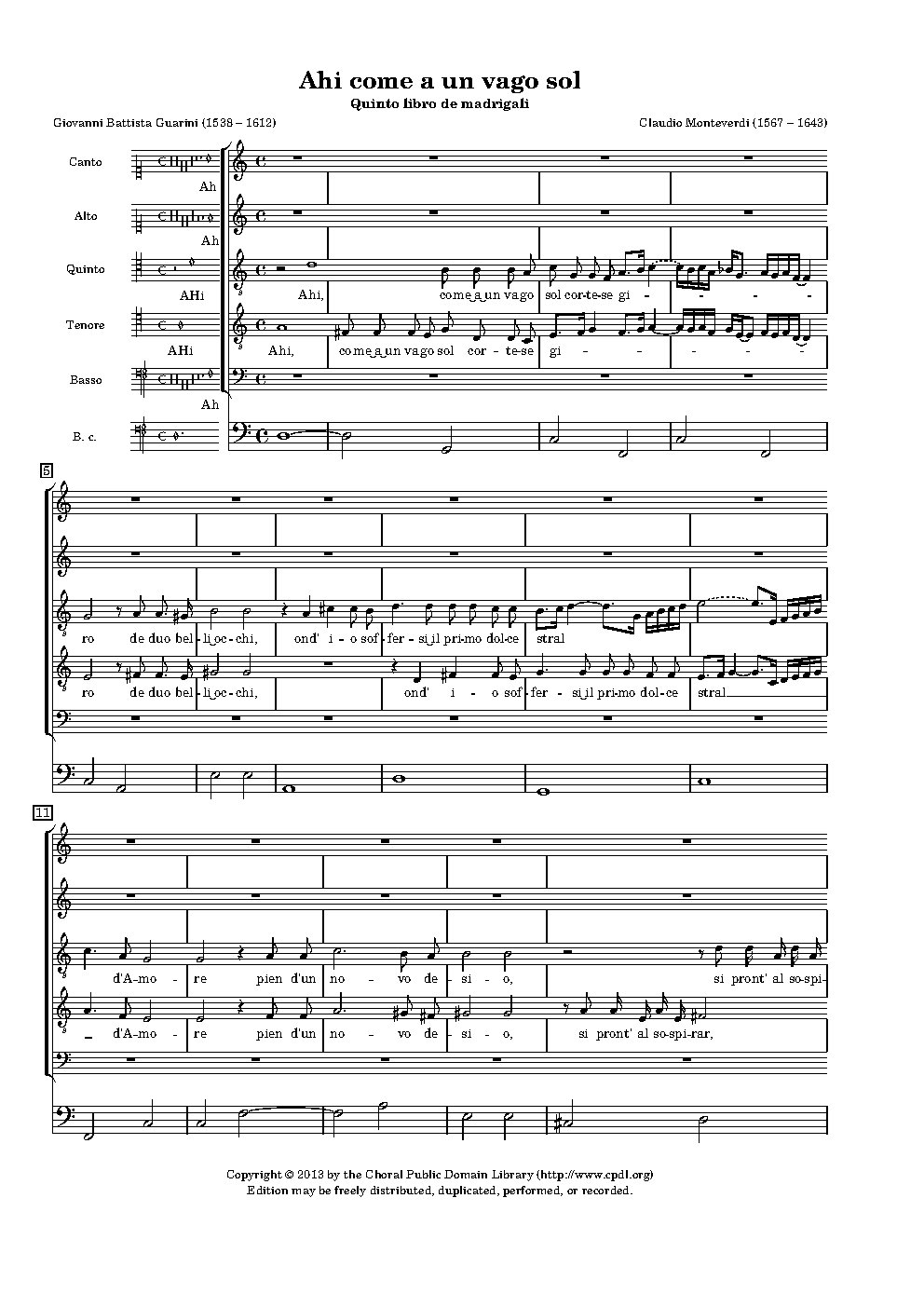Ahi come a un vago sol - Choir Script PDF Thumbnail