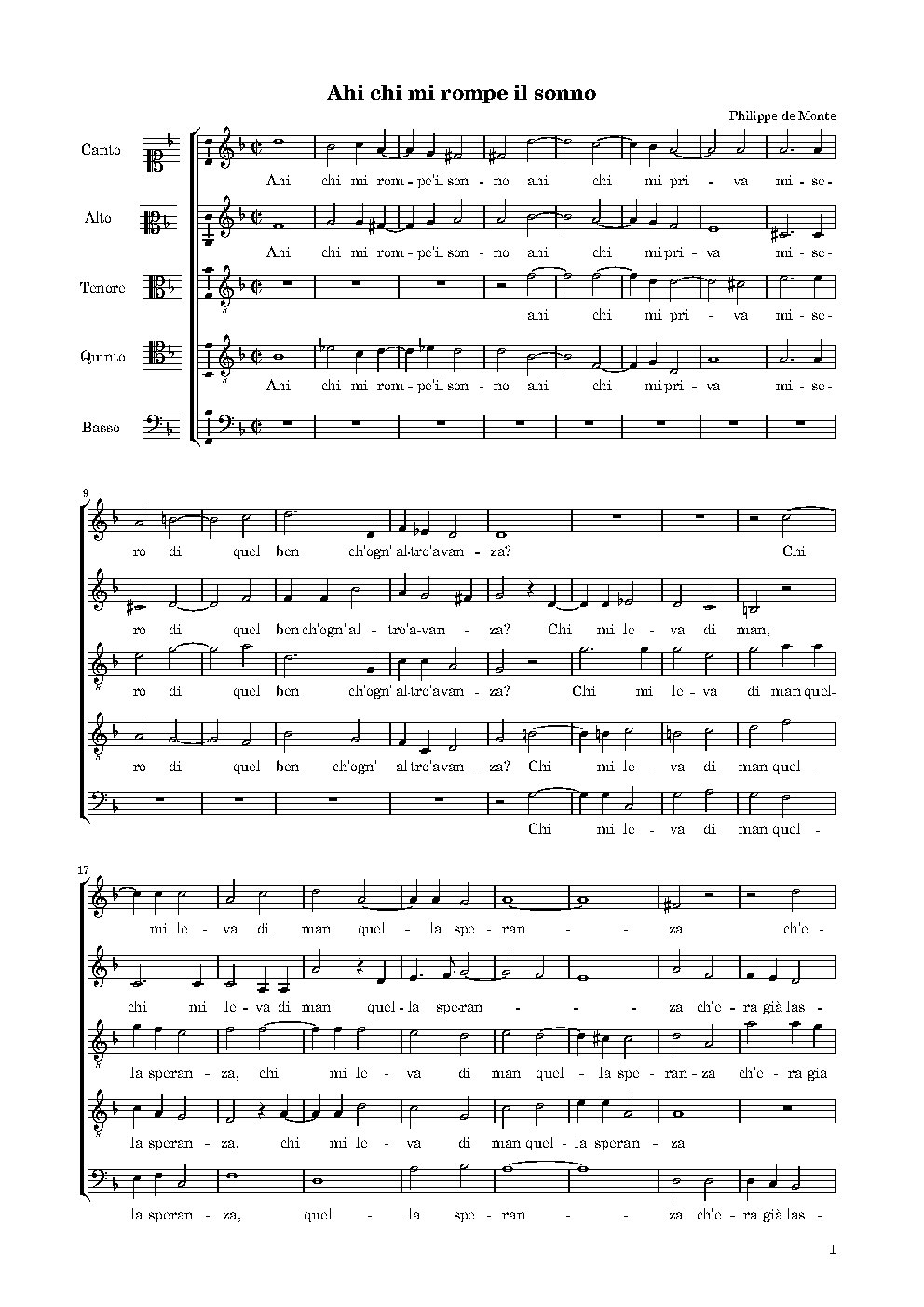 Ahi chi mi romp'il sonno - Choir Script PDF Thumbnail