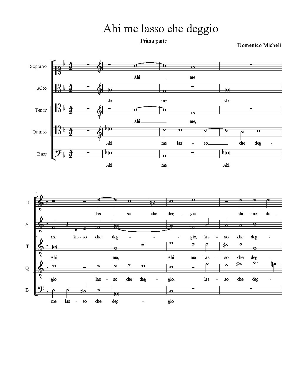Ahi me lasso che deggio - Choir Script PDF Thumbnail