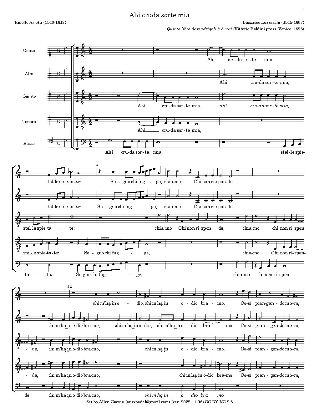Ahi cruda sorte mia - Choir Script PDF Thumbnail