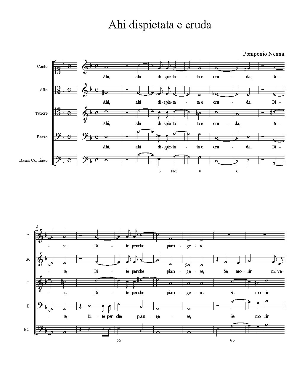 Ahi dispietata e cruda - Choir Script PDF Thumbnail