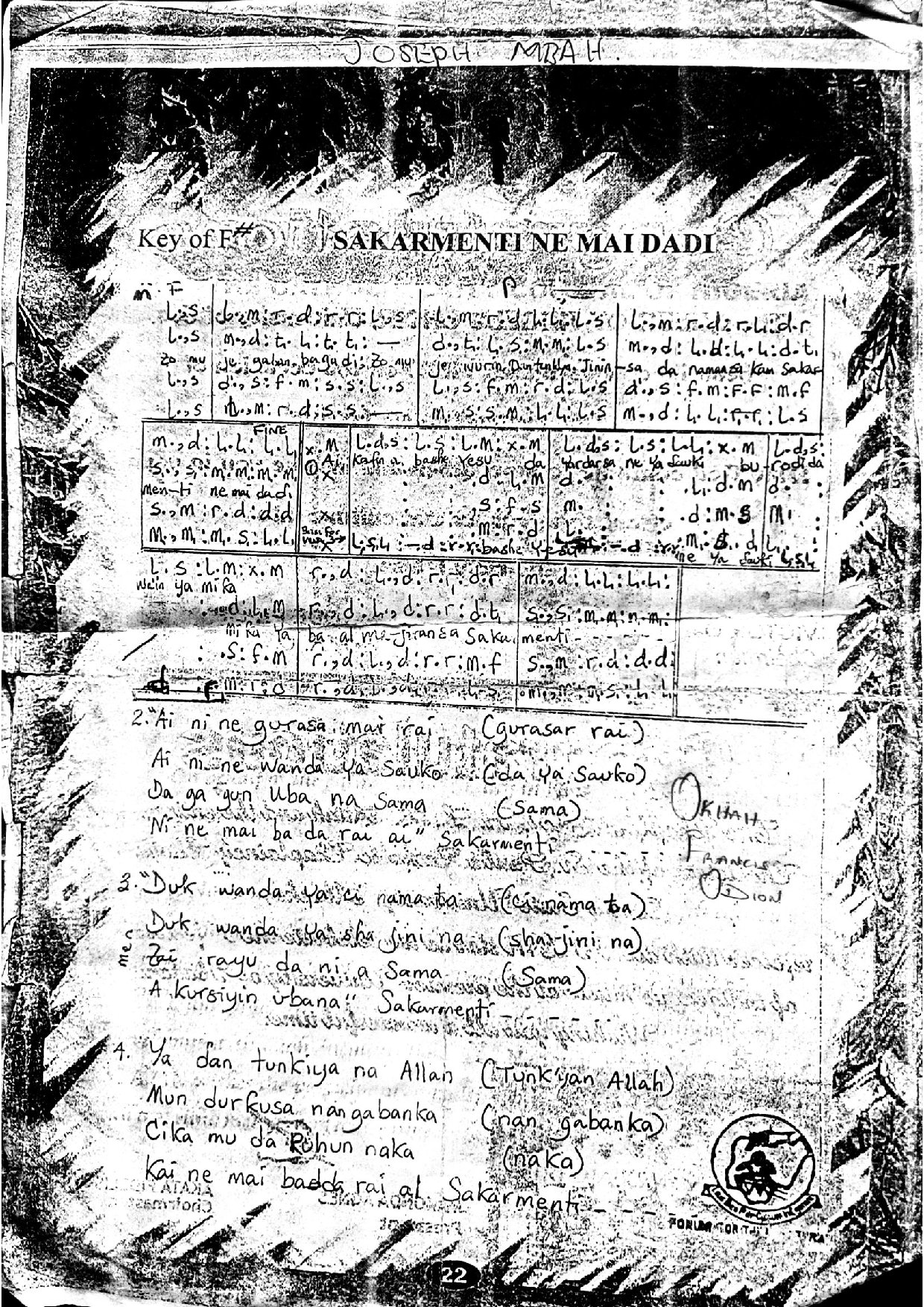 Sakarmenti Ne Mai Dadi - Download Choir Script PDF