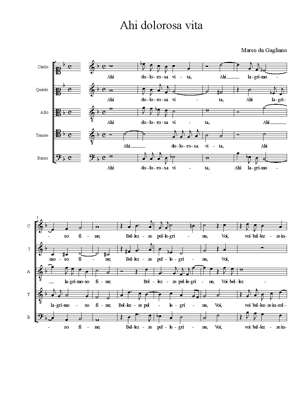 Ahi dolorosa vita - Choir Script PDF Thumbnail