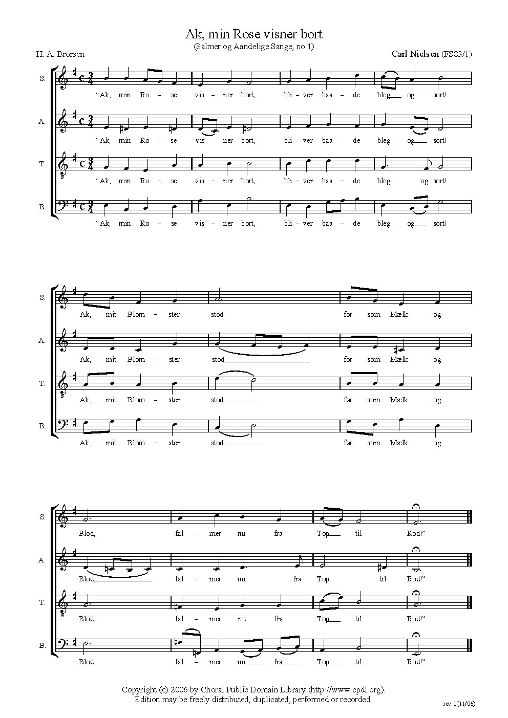 Ak, min Rose visner bort - Choir Script PDF Thumbnail