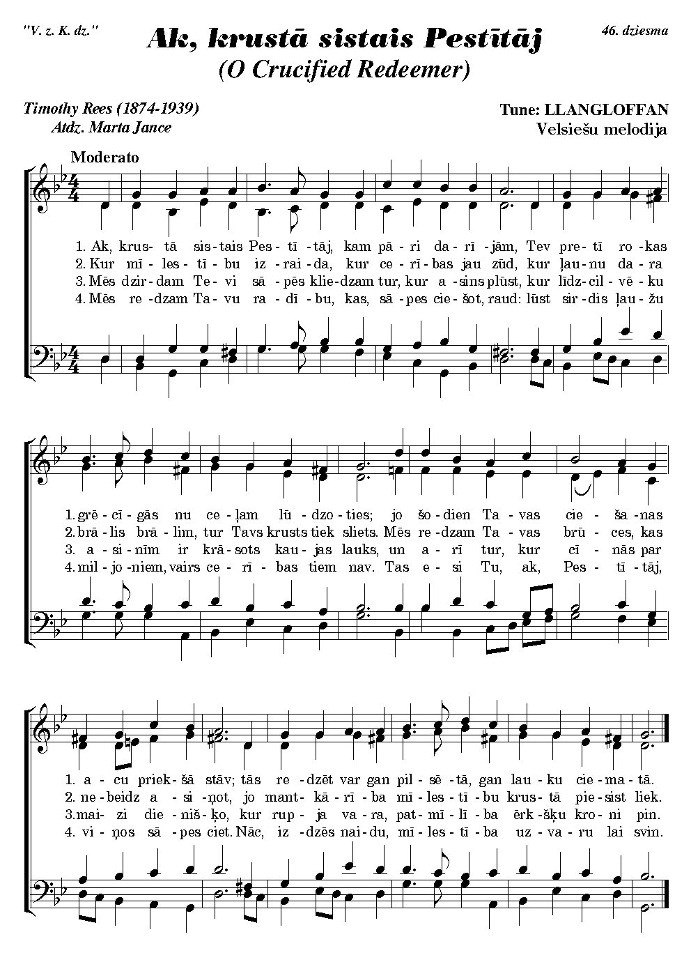Ak, krustā sistais Pestītāj (O Crucified Redeemer) - Choir Script PDF Thumbnail