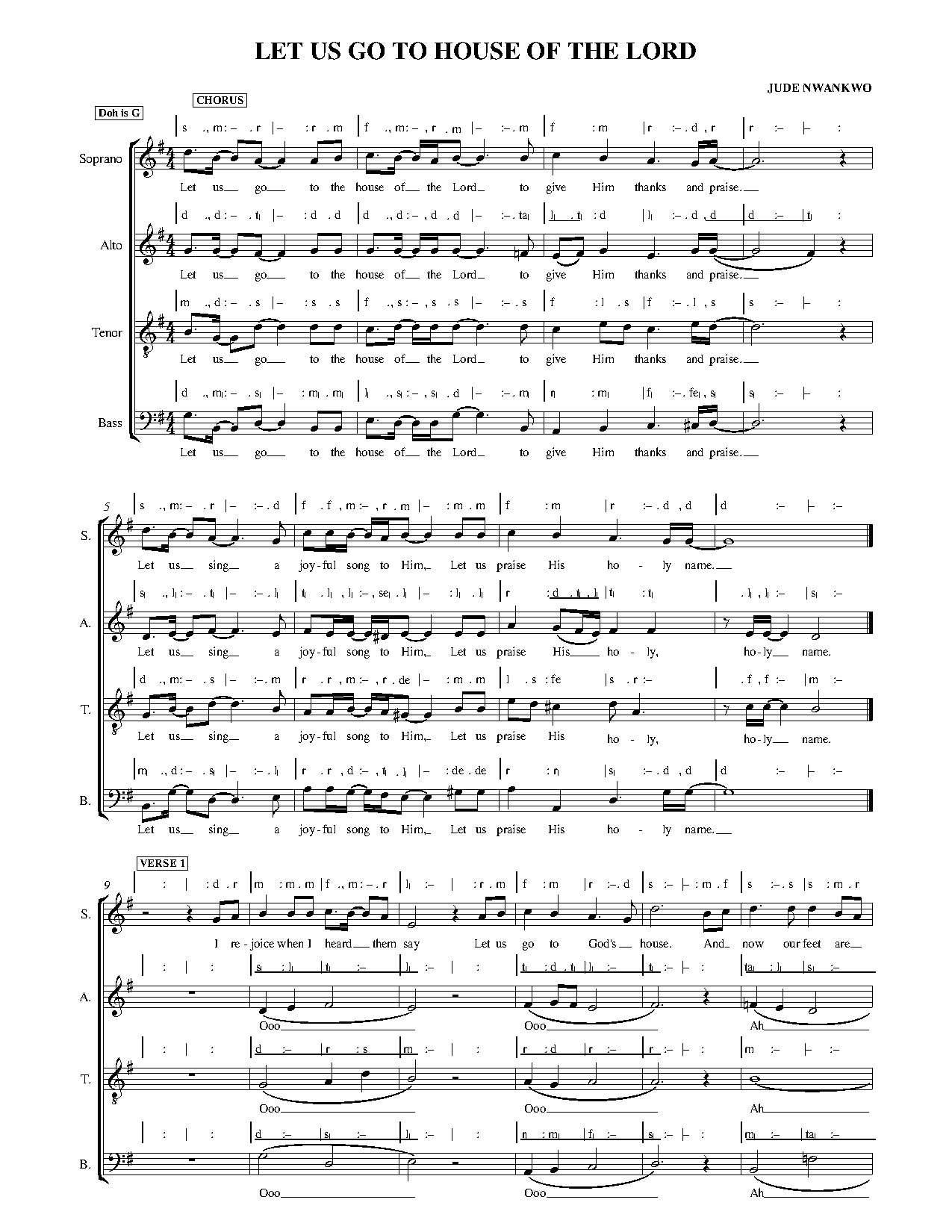 Let Us Go To The House Of The Lord - Download Choir Script PDF