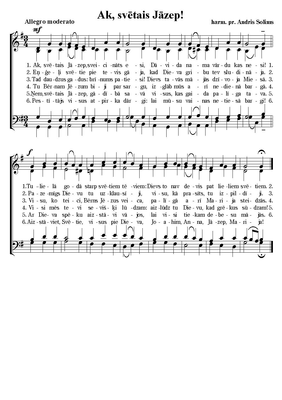 Ak, svētais Jāzep - Choir Script PDF Thumbnail