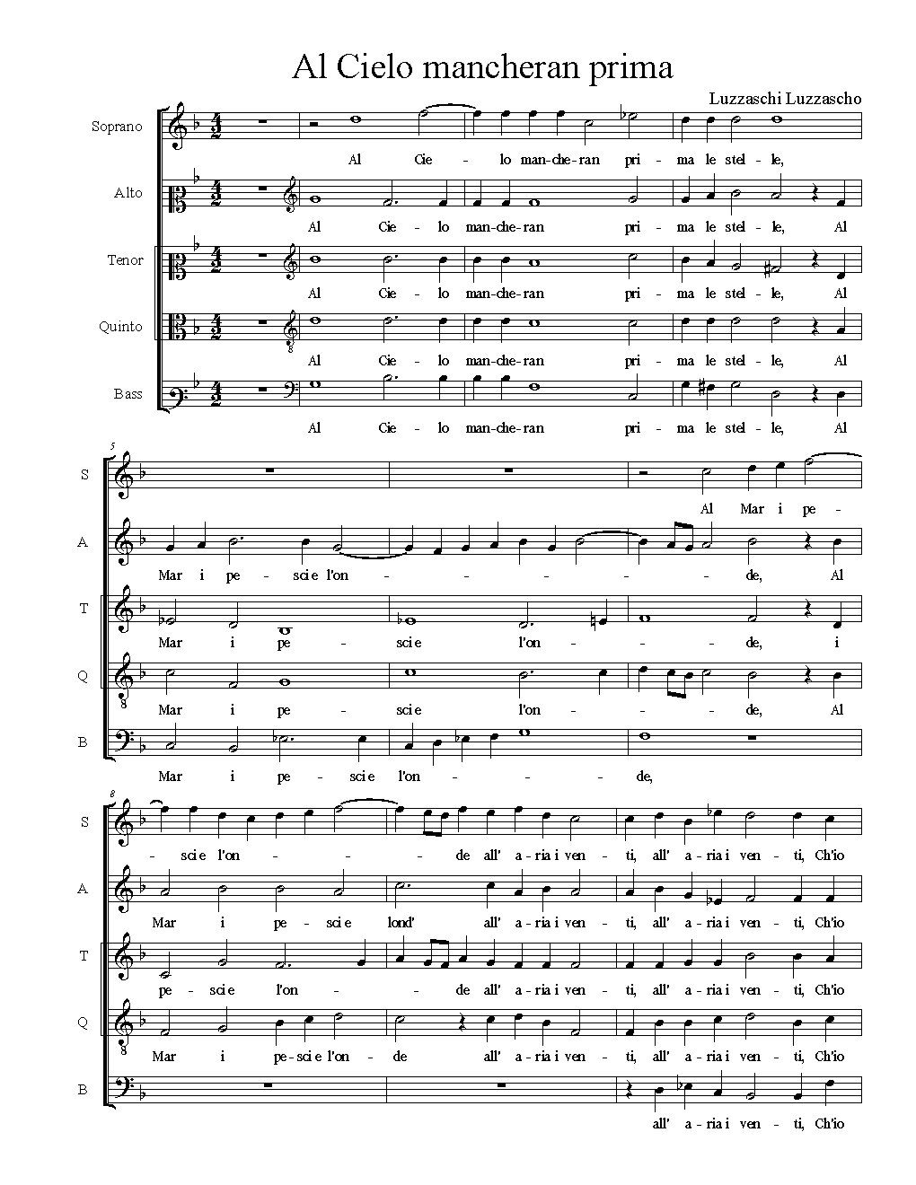 Al Cielo mancheran prima - Choir Script PDF Thumbnail