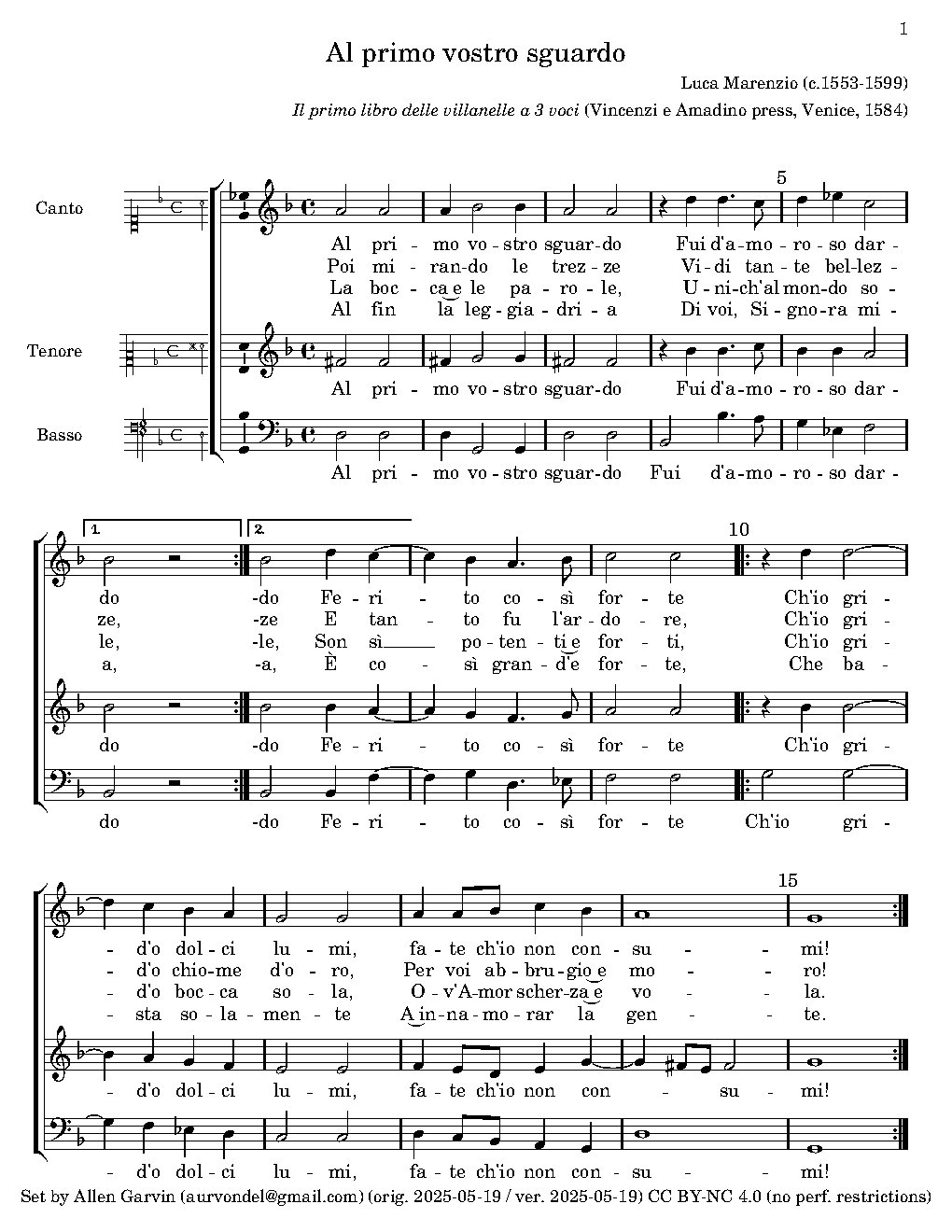 Al primo vostro sguardo - Choir Script PDF Thumbnail