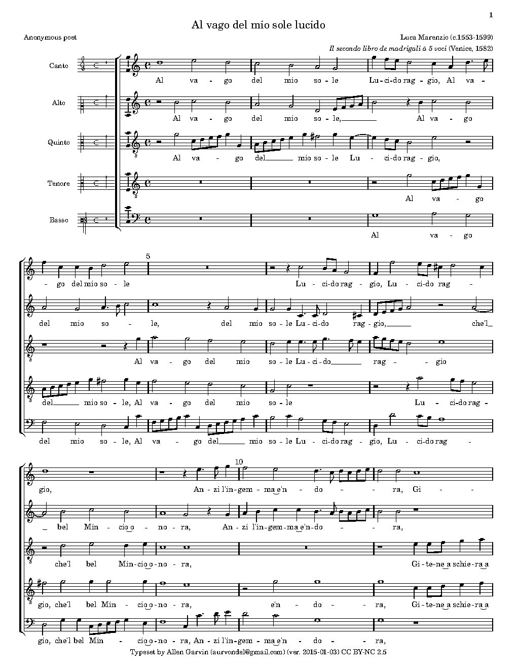 Al vago del mio sole lucido - Choir Script PDF Thumbnail
