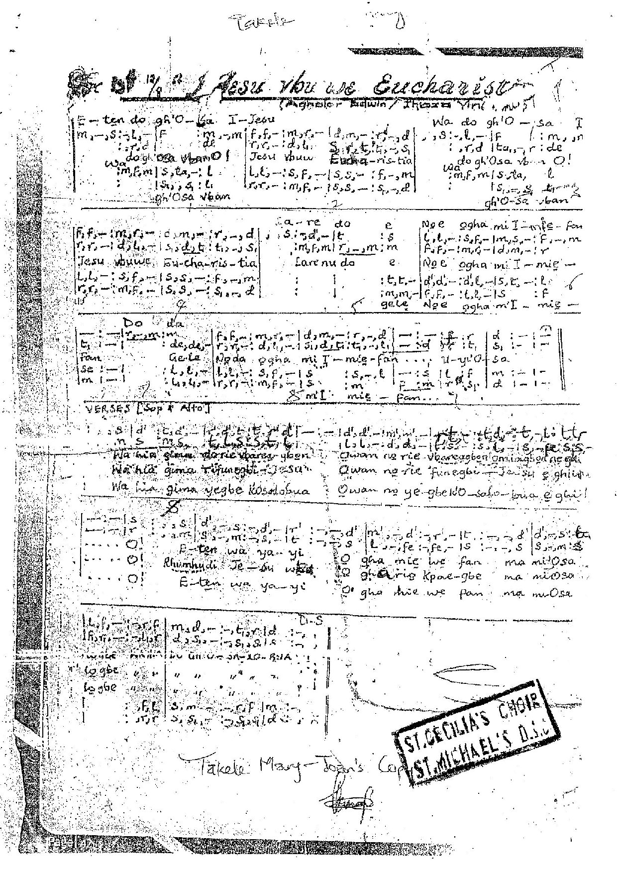 I Jesu Vbu We - Download Choir Script PDF